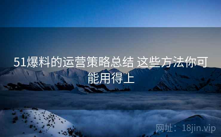 51爆料的运营策略总结 这些方法你可能用得上