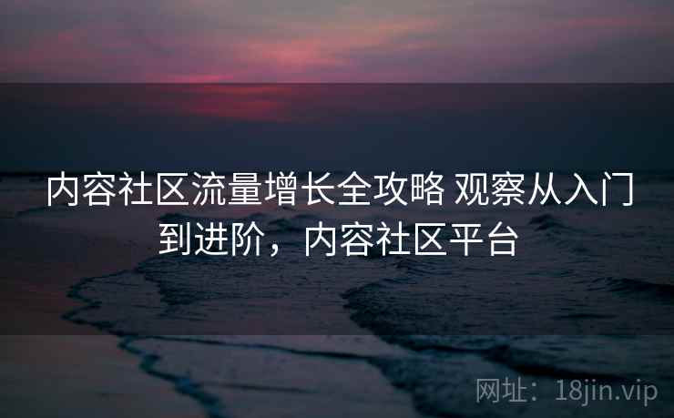 内容社区流量增长全攻略 观察从入门到进阶，内容社区平台