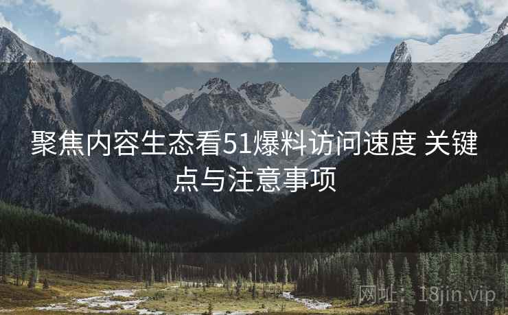 聚焦内容生态看51爆料访问速度 关键点与注意事项